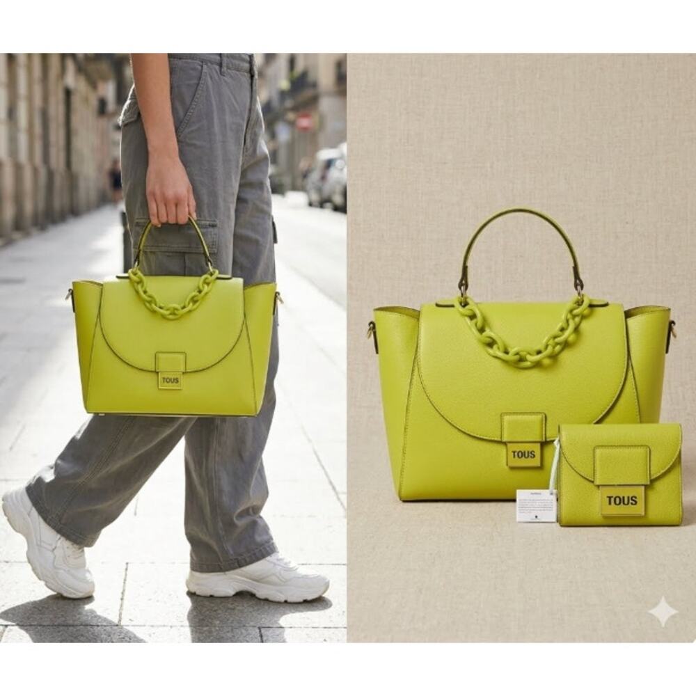 TOUS Lime Green Crossbody Bag & Wallet Set NWT Chartreuse Pop of Color Y2K Style